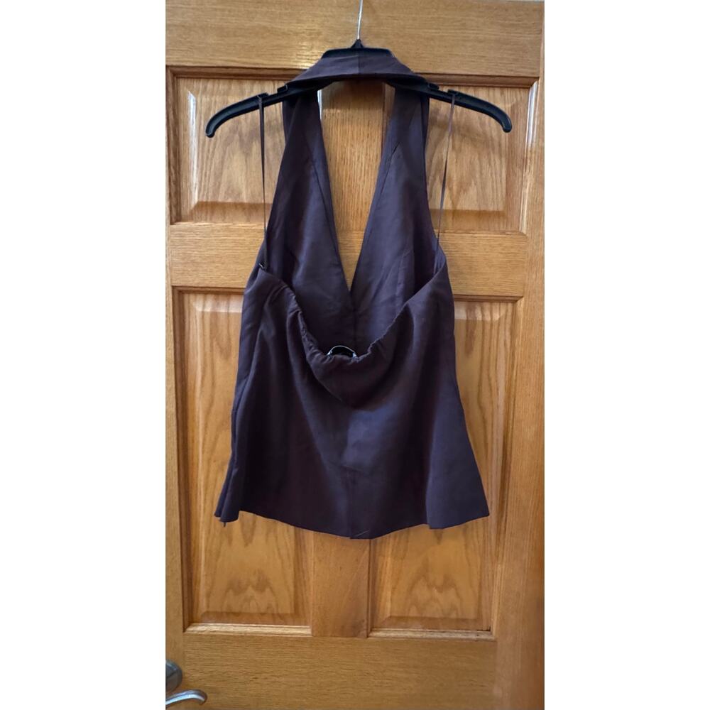 Reformation Alistar Halter Vest - Chic Brown Tencel, Size 8 - Picture 5 of 6